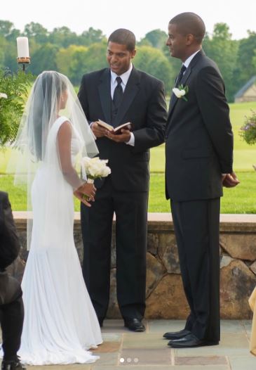 Ellen Rucker Sellers with her husband Bakari Sellers on their wedding day